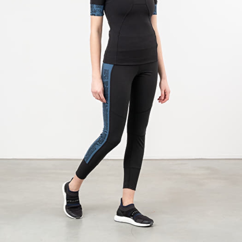 Adidas by Stella McCartney Run Tights in Blue Snake Print